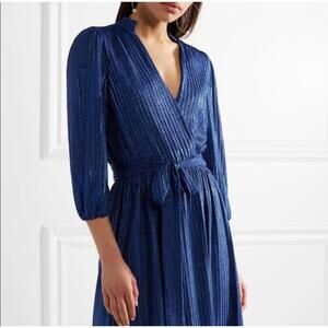 ALICE + OLIVIA blue stripe Katina belted midi dress sz 10